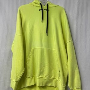 Palm Angels Men's Yellow Logo Printed Cotton Hoodie